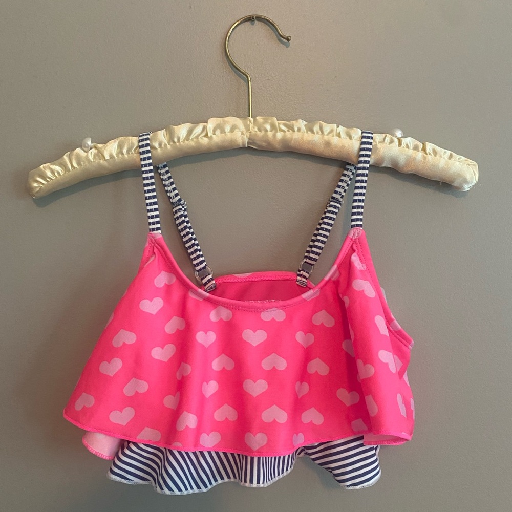 Jump ‘N Splash kids pink hearts and navy strips bikini top and bottom